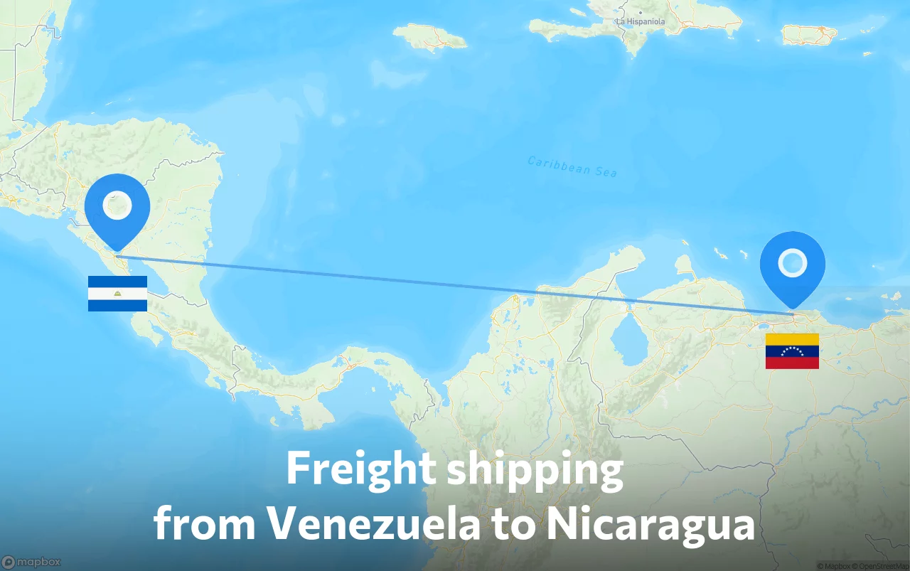 Shipping route from Venezuela to Nicaragua