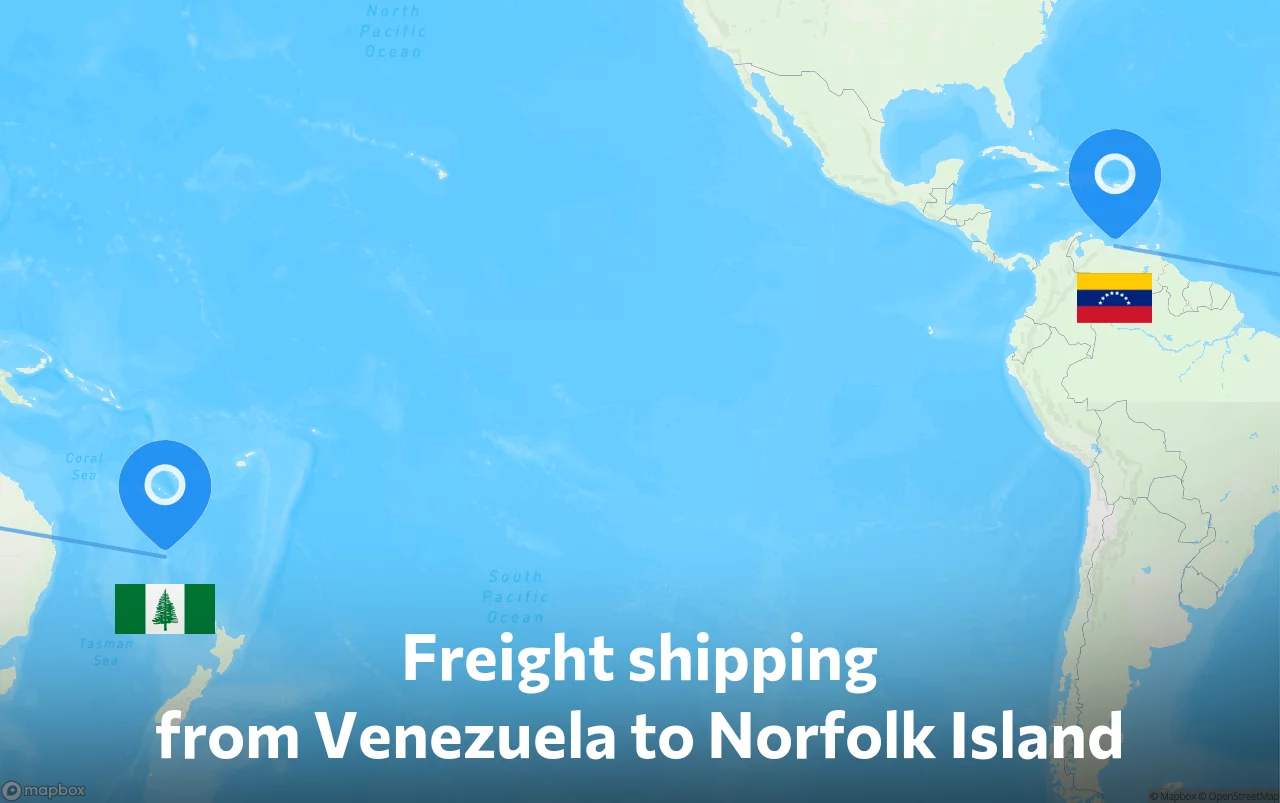 Shipping route from Venezuela to Norfolk Island