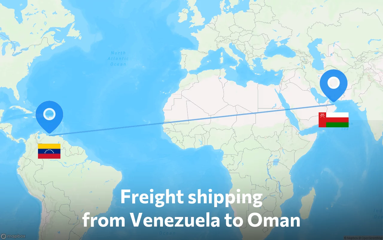 Shipping route from Venezuela to Oman