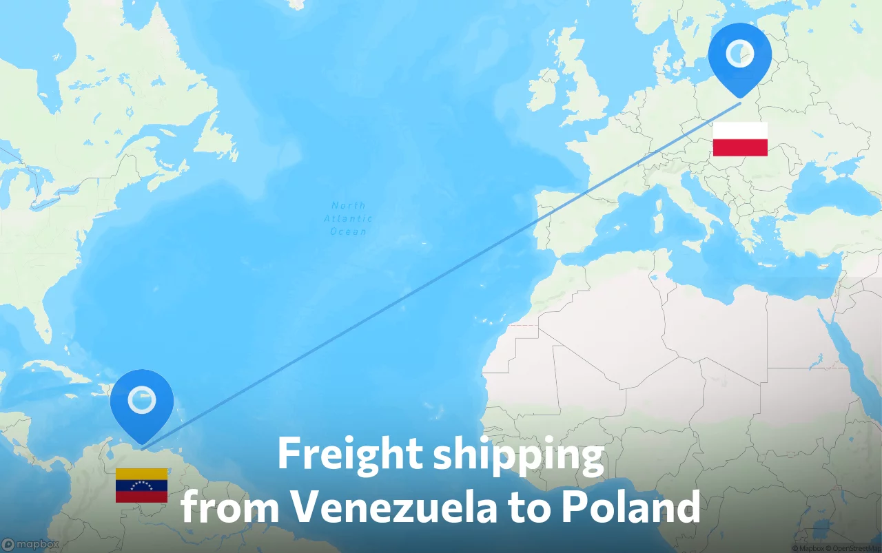 Shipping route from Venezuela to Poland