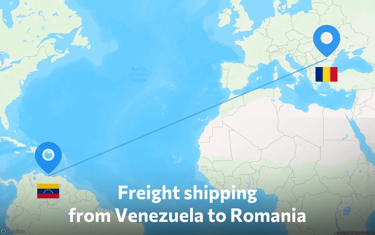 Shipping route from Venezuela to Romania