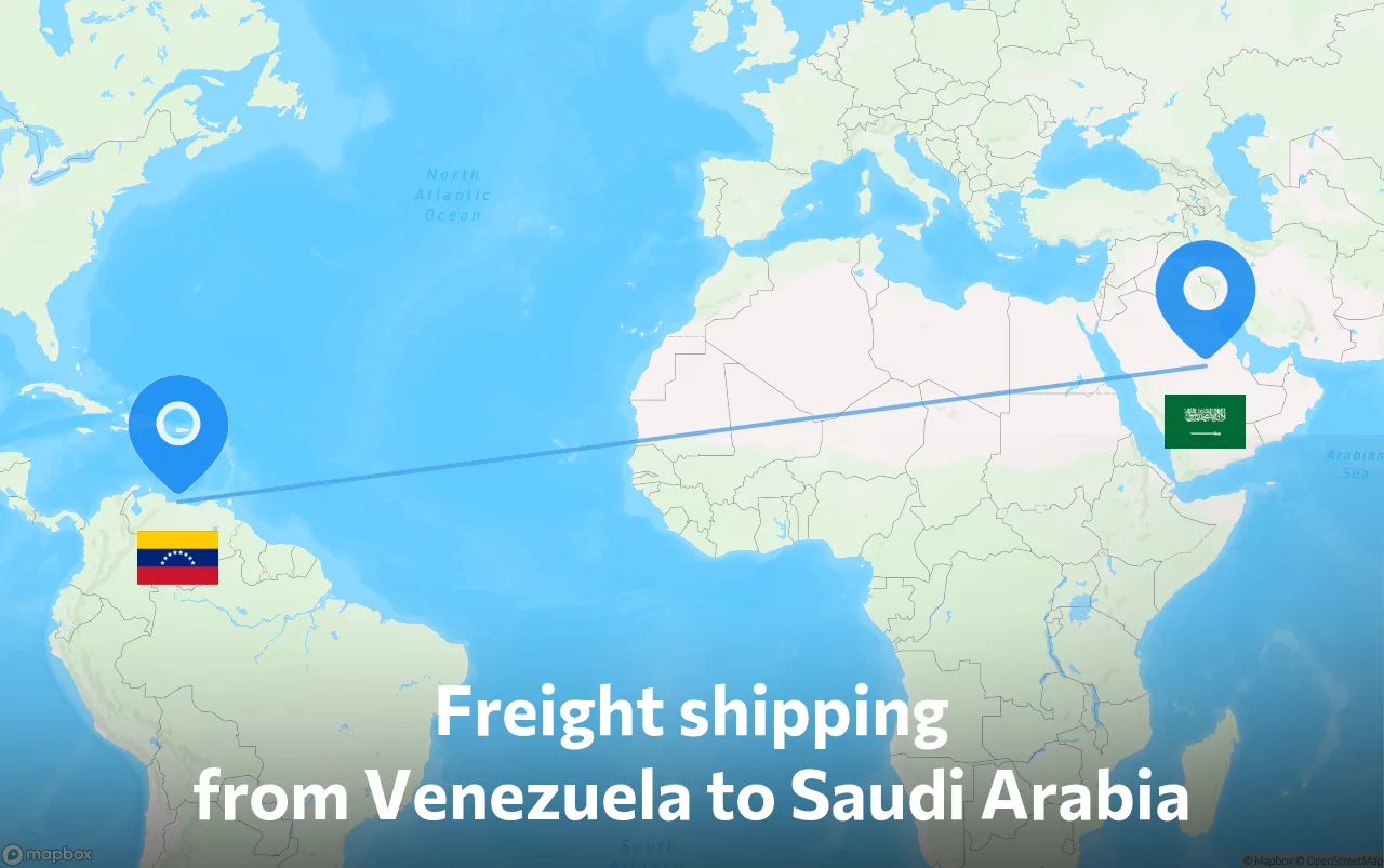 Shipping route from Venezuela to Saudi Arabia