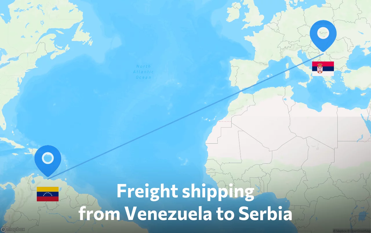 Shipping route from Venezuela to Serbia