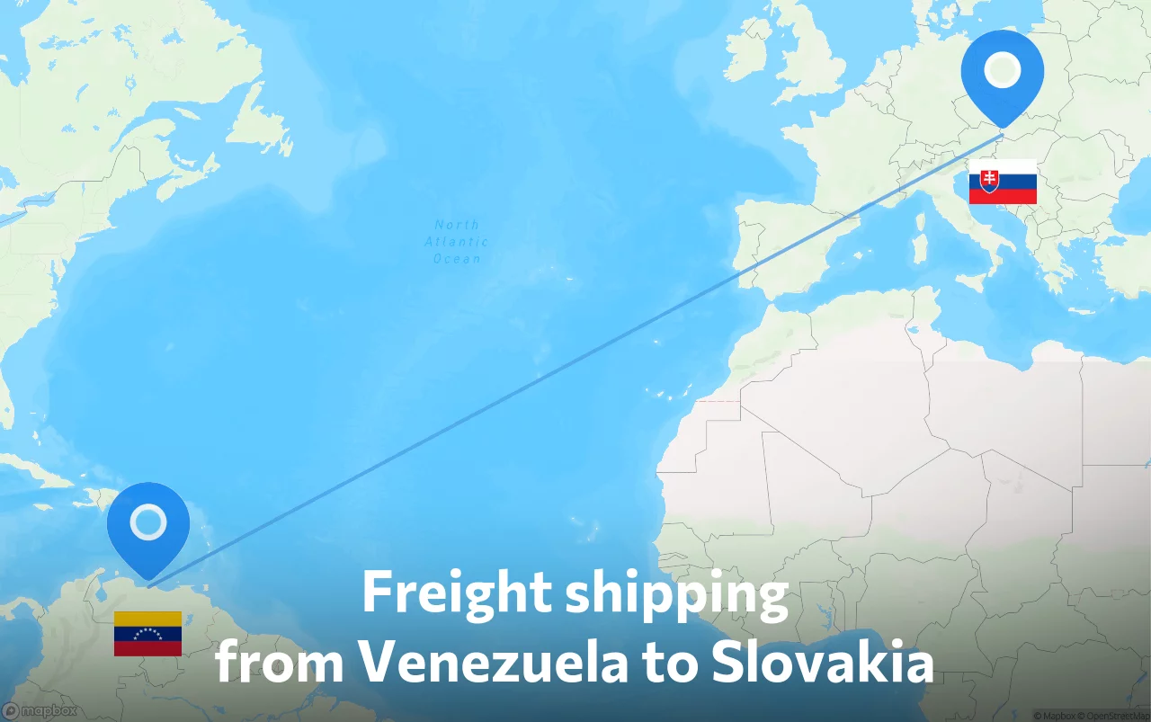 Shipping route from Venezuela to Slovakia