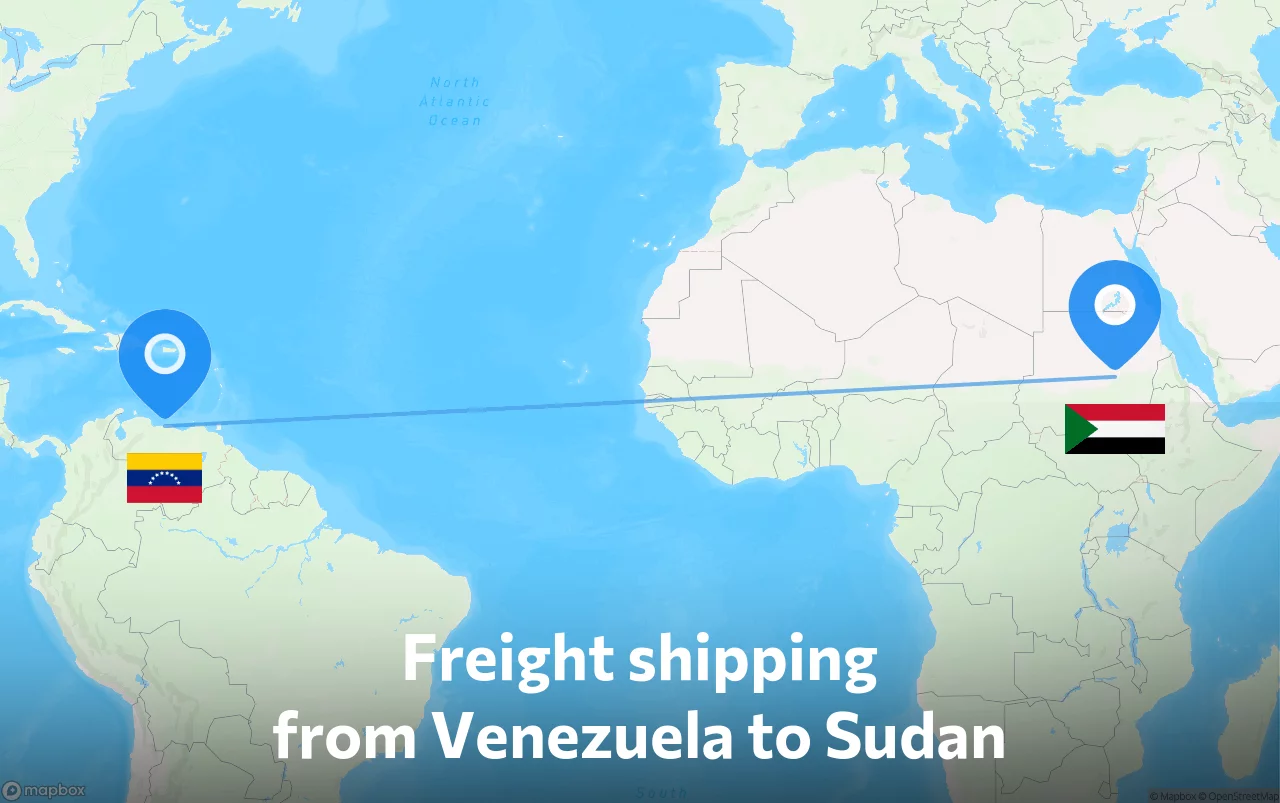 Shipping route from Venezuela to Sudan