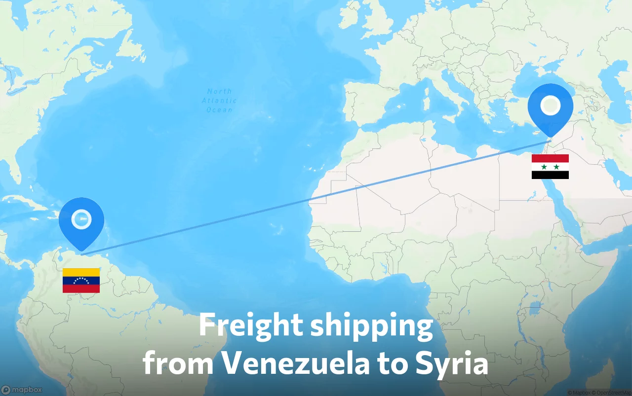 Shipping route from Venezuela to Syria