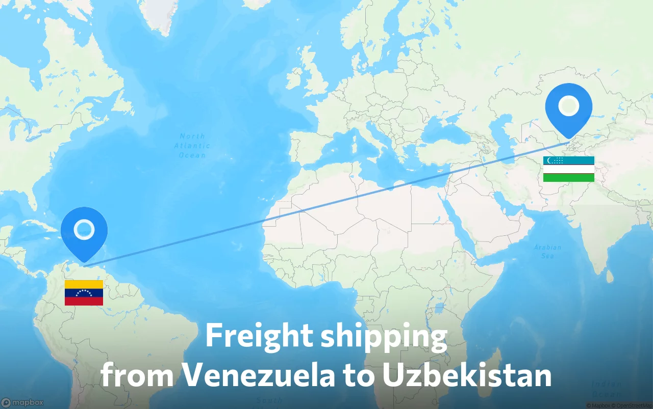 Shipping route from Venezuela to Uzbekistan