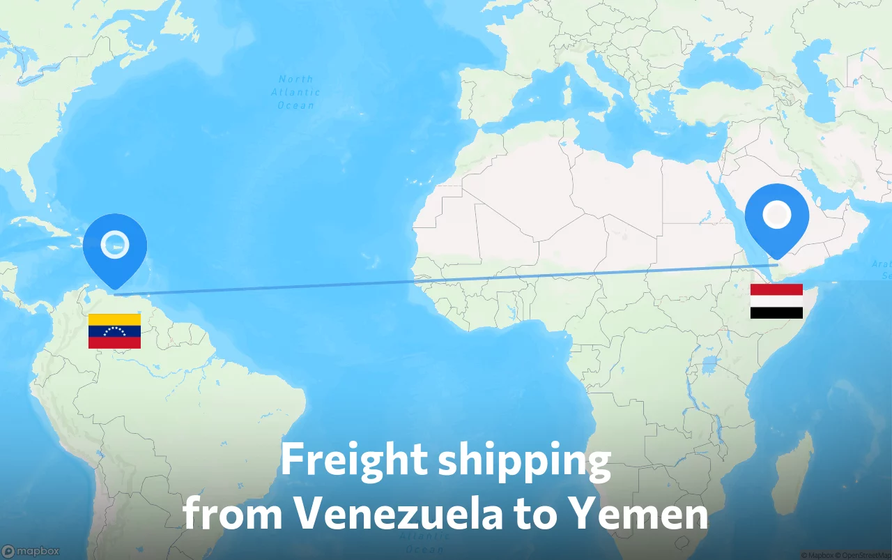 Shipping route from Venezuela to Yemen