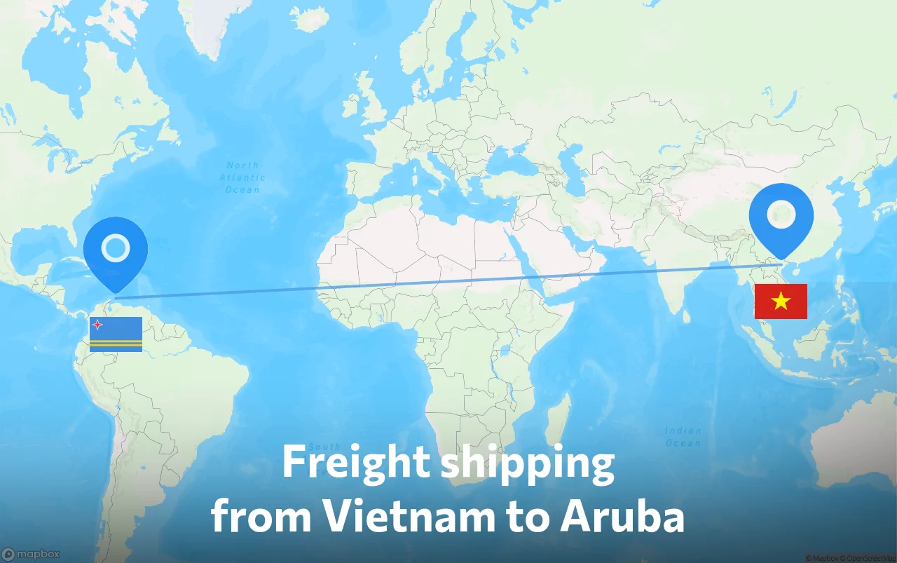 Shipping route from Vietnam to Aruba