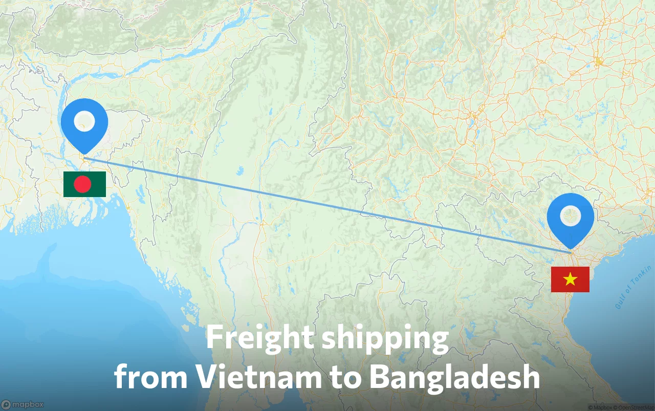 Shipping route from Vietnam to Bangladesh