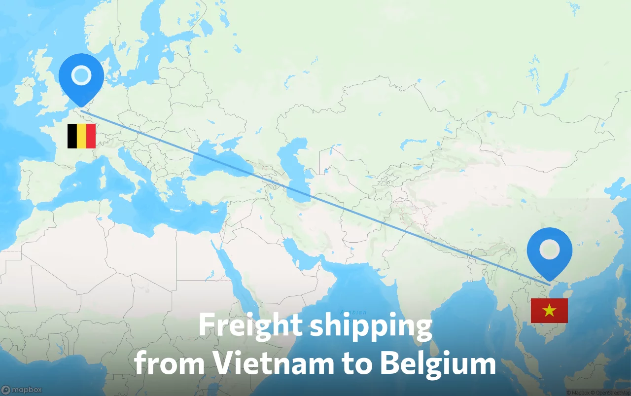 Shipping route from Vietnam to Belgium