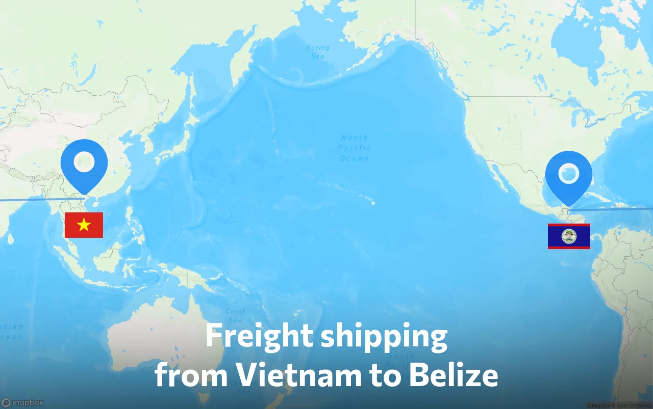 Shipping route from Vietnam to Belize