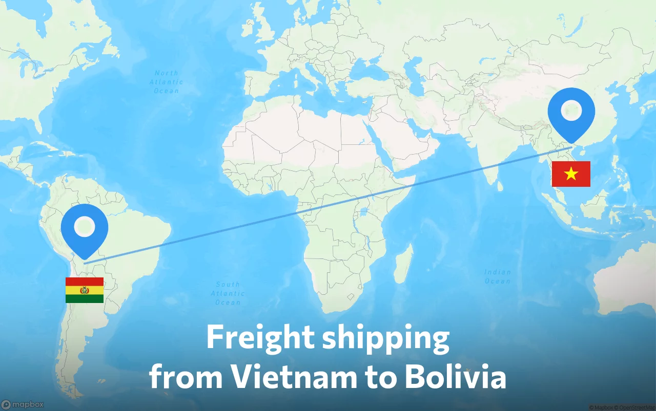 Shipping route from Vietnam to Bolivia