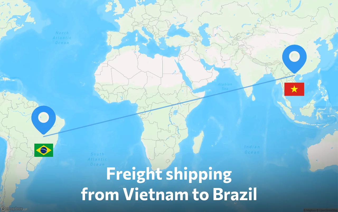 Shipping route from Vietnam to Brazil