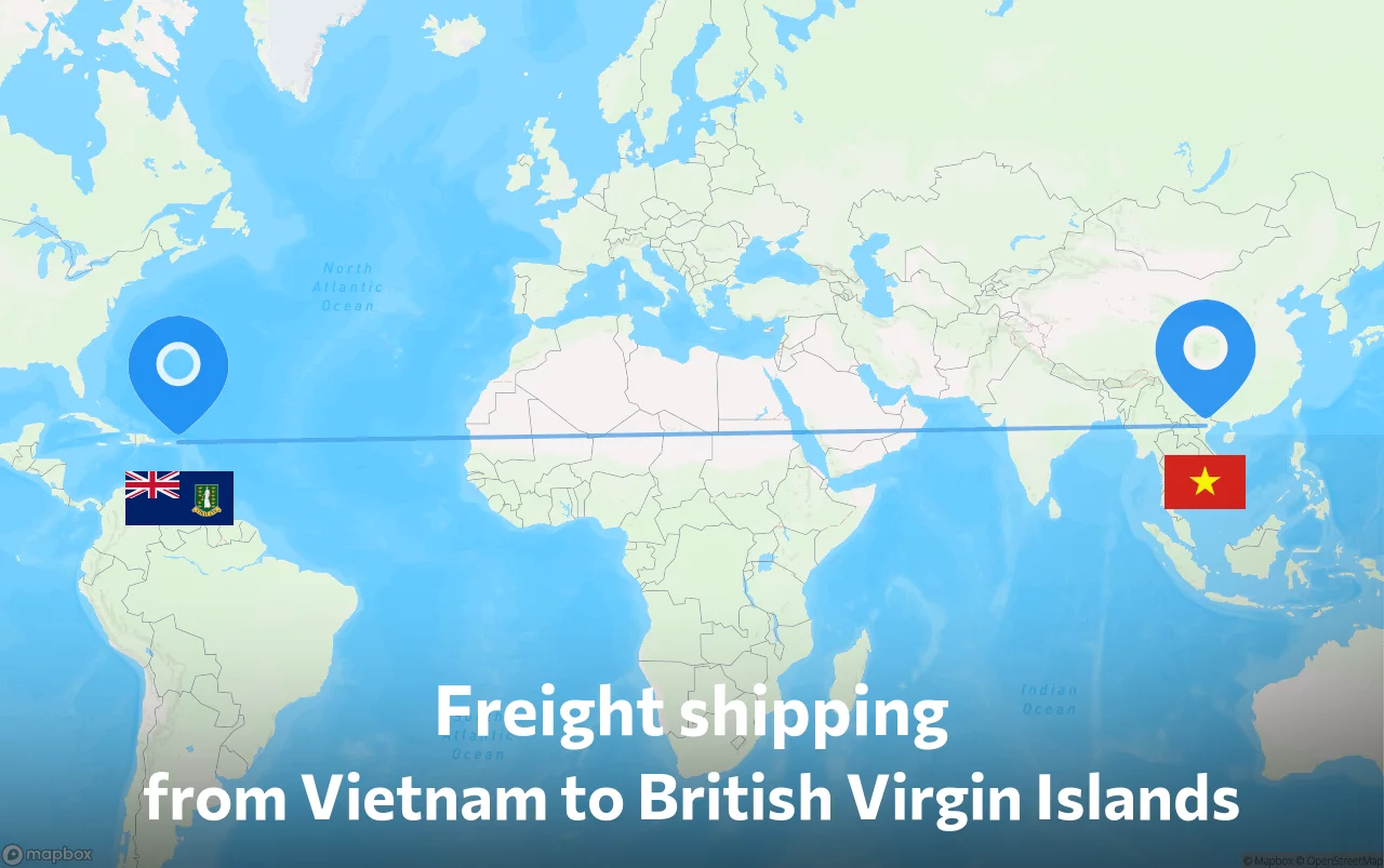 Shipping route from Vietnam to British Virgin Islands