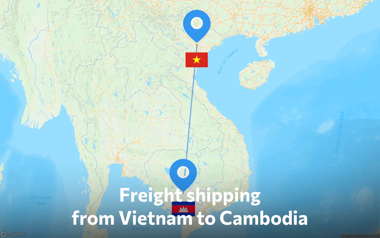 Shipping route from Vietnam to Cambodia