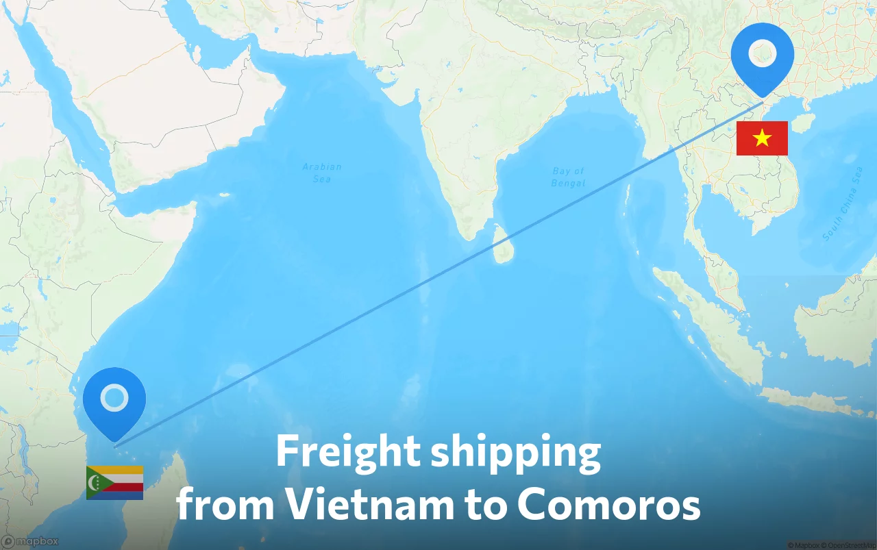 Shipping route from Vietnam to Comoros