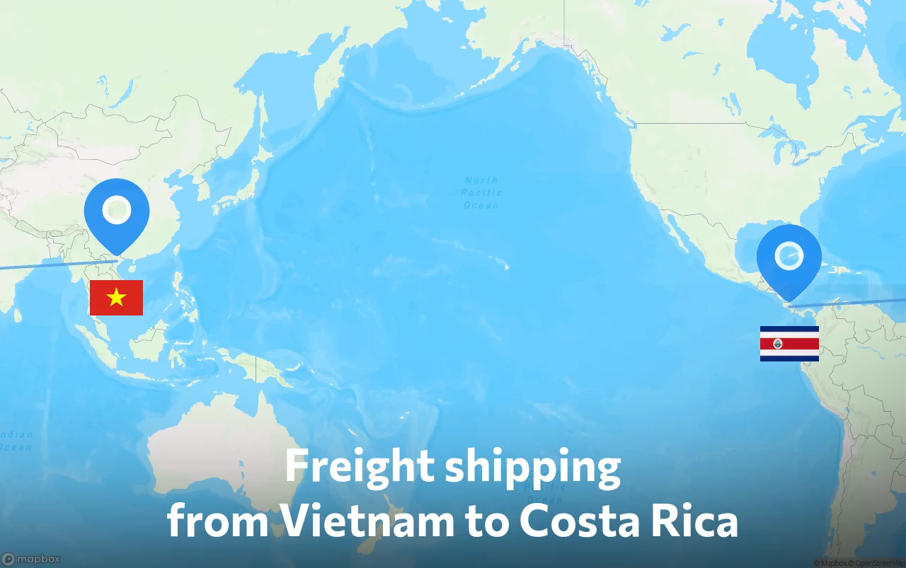 Shipping route from Vietnam to Costa Rica