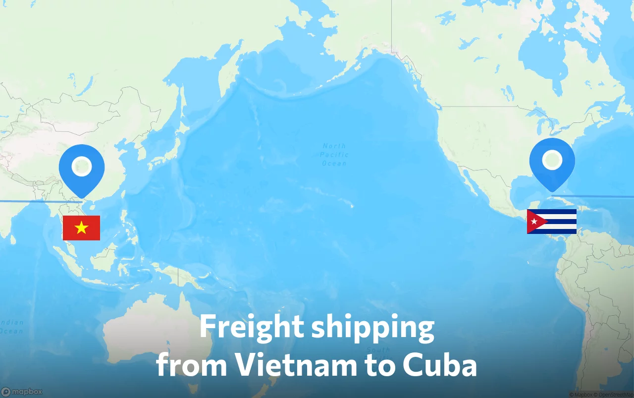 Shipping route from Vietnam to Cuba