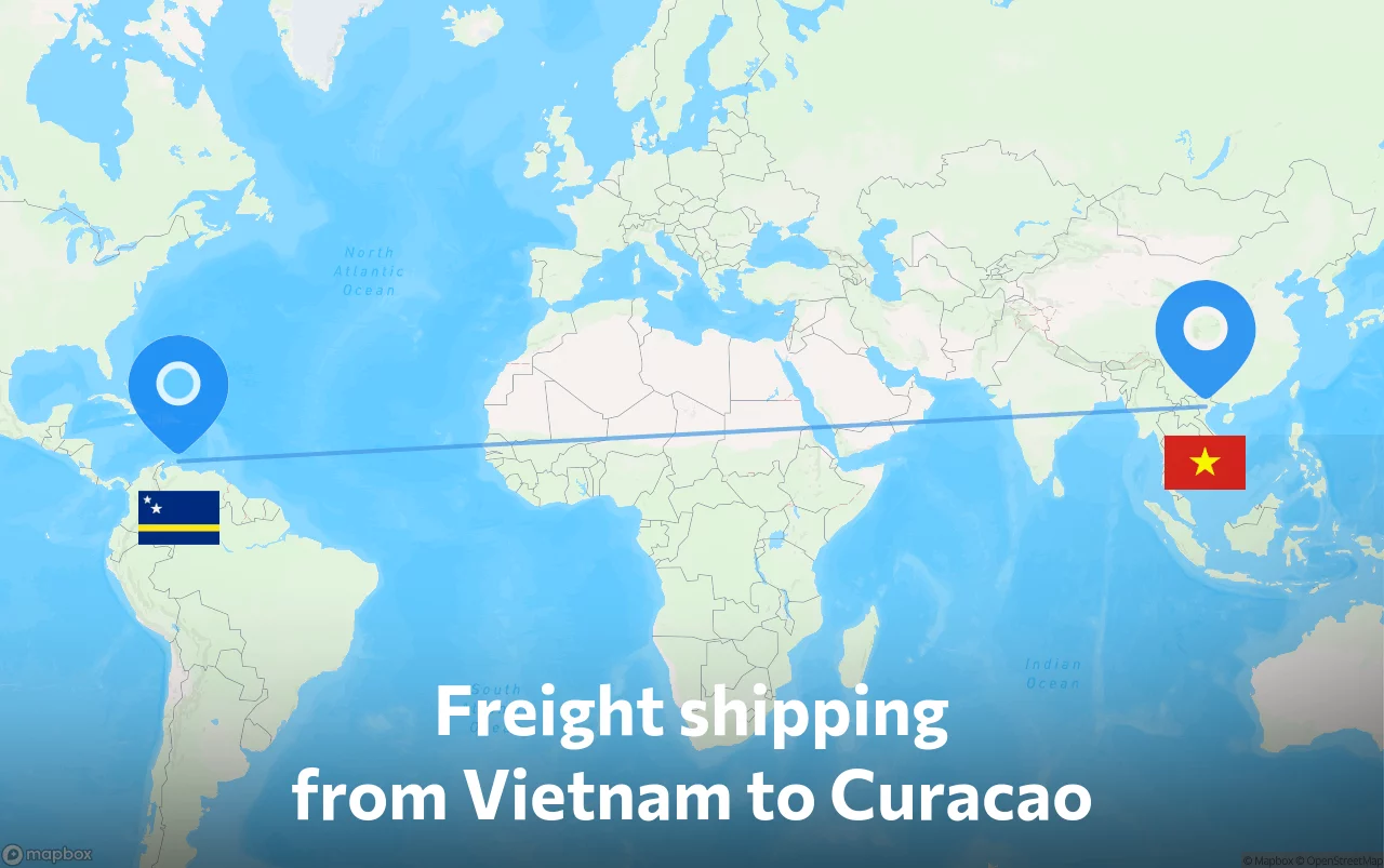 Shipping route from Vietnam to Curacao