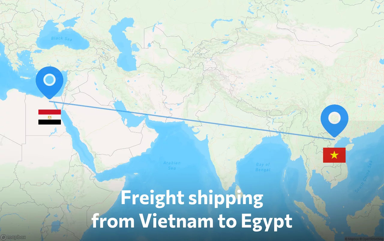 Shipping route from Vietnam to Egypt