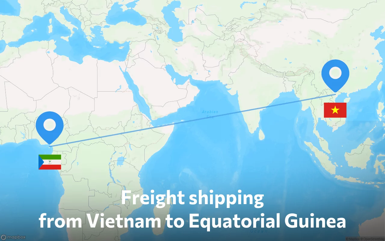 Shipping route from Vietnam to Equatorial Guinea