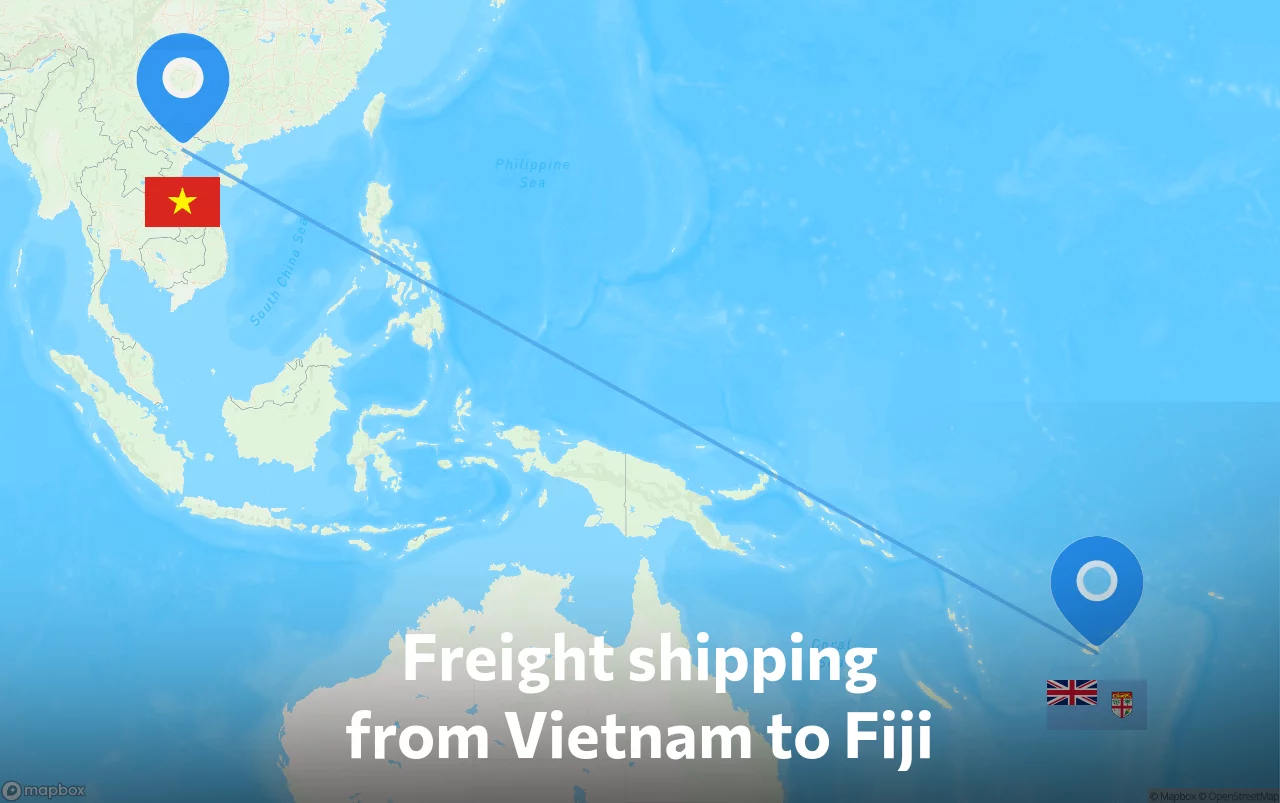 Shipping route from Vietnam to Fiji