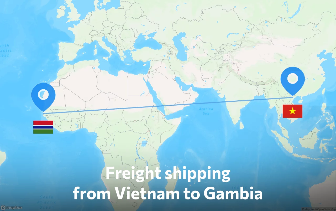 Shipping route from Vietnam to Gambia