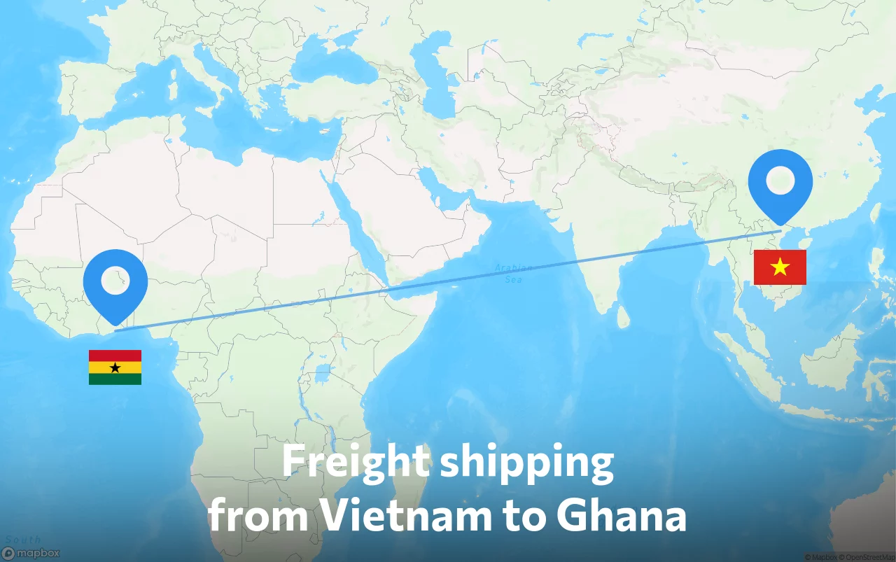 Shipping route from Vietnam to Ghana