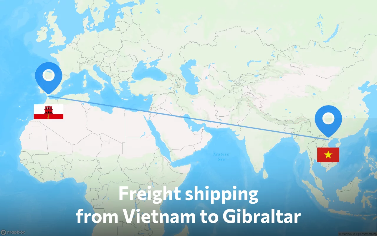 Shipping route from Vietnam to Gibraltar