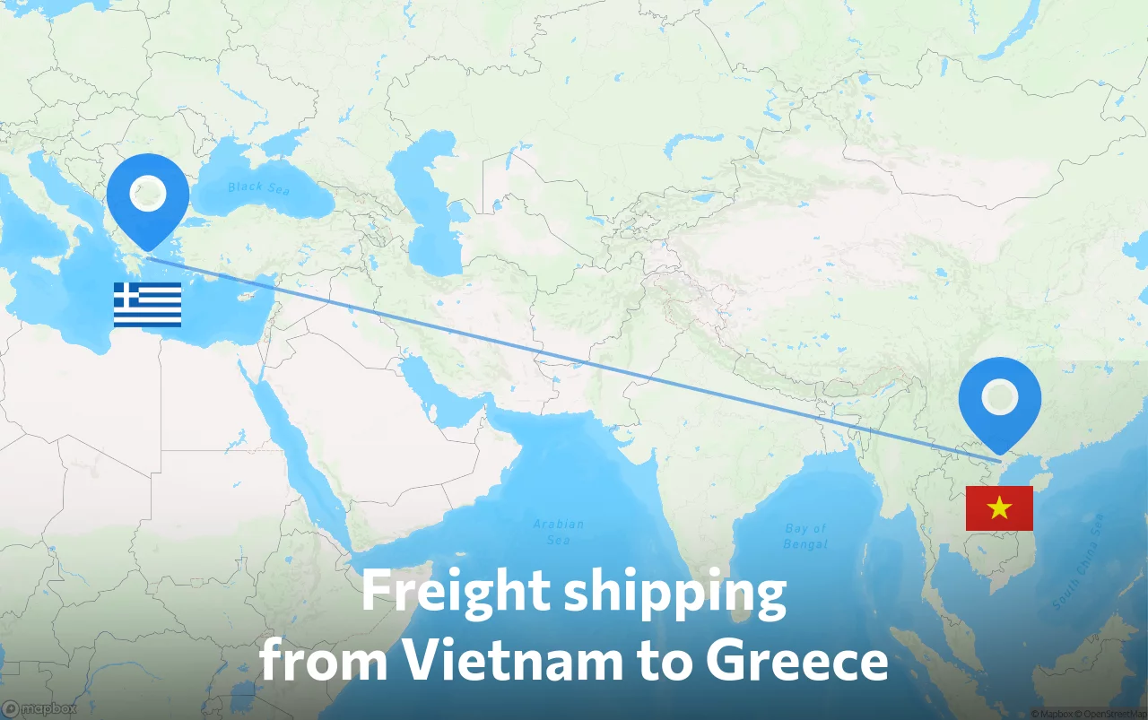 Shipping route from Vietnam to Greece