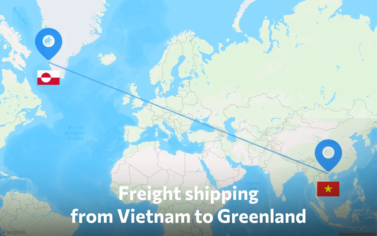 Shipping route from Vietnam to Greenland
