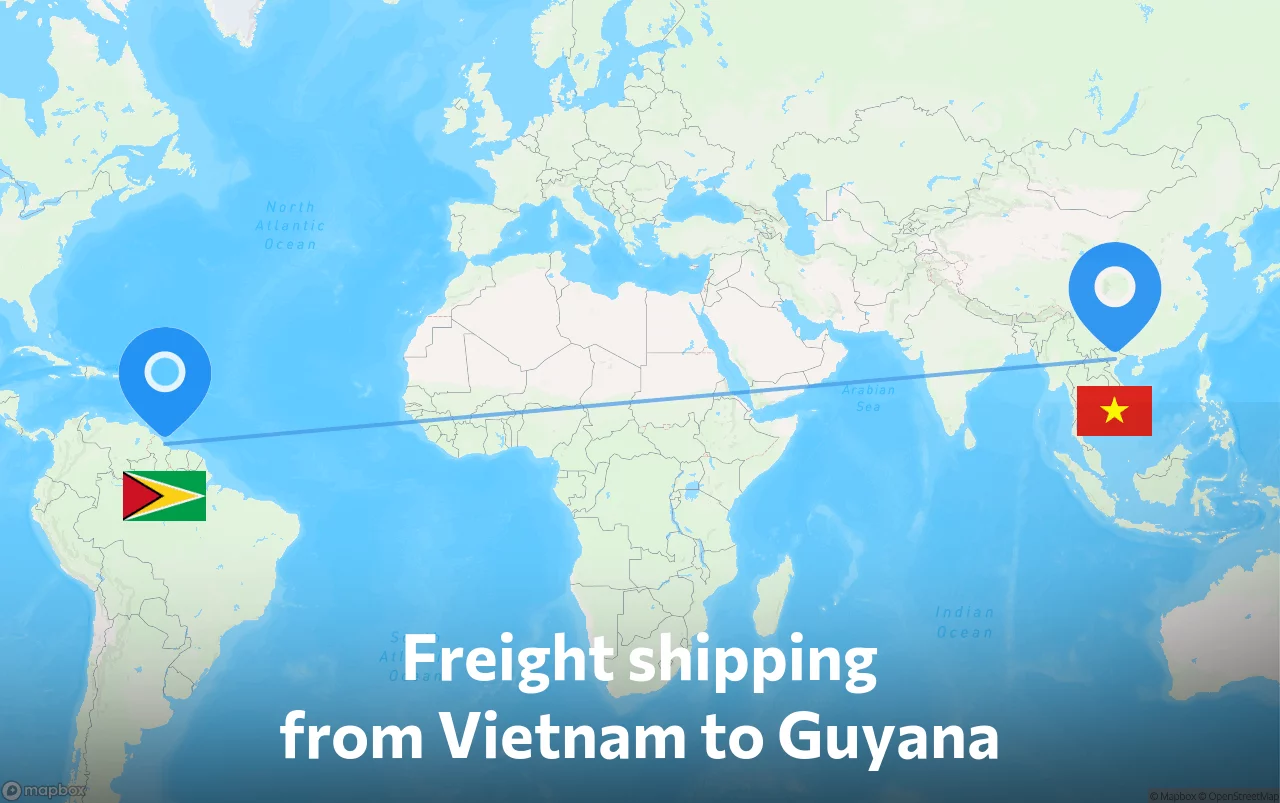 Shipping route from Vietnam to Guyana