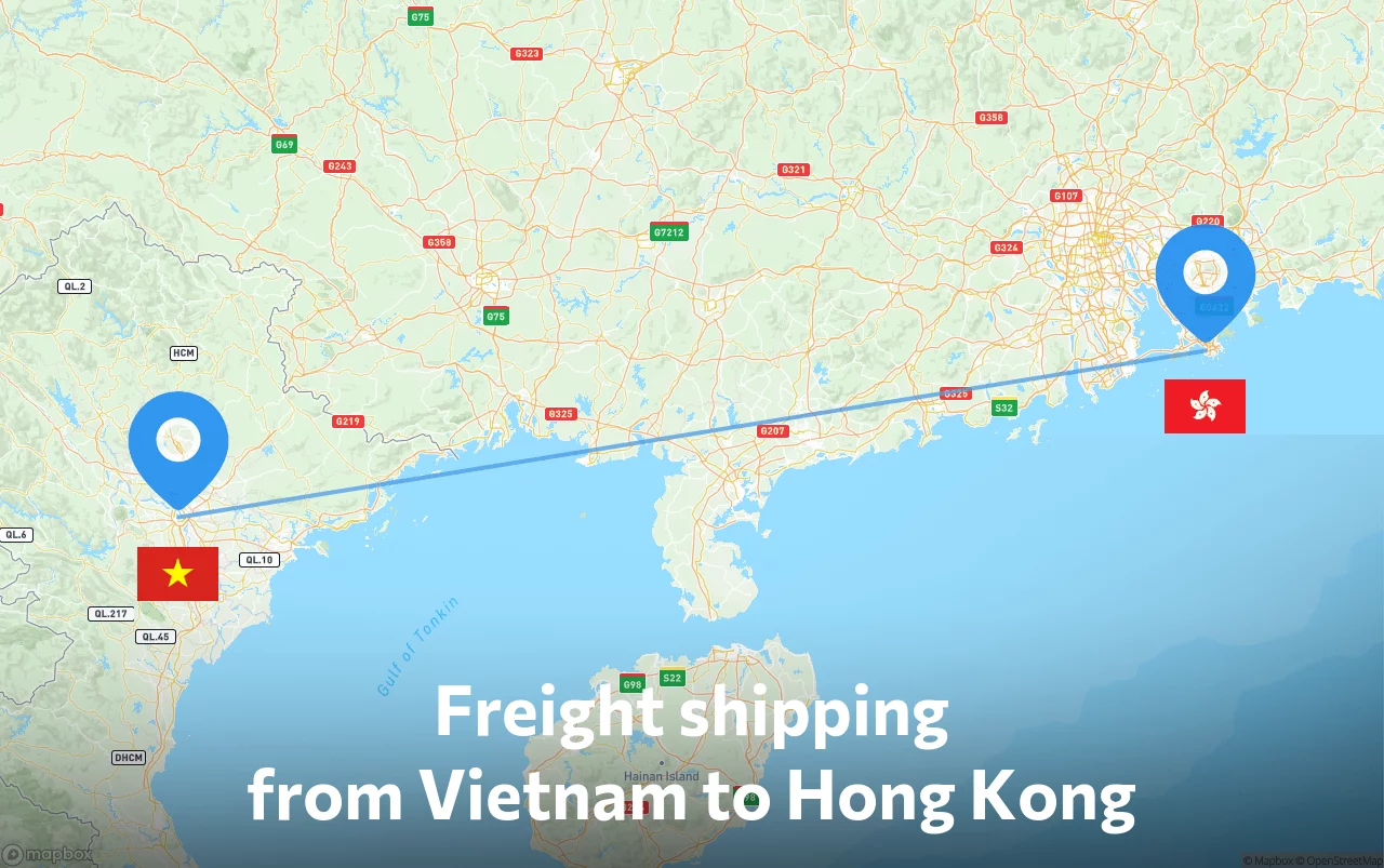 Shipping route from Vietnam to Hong Kong