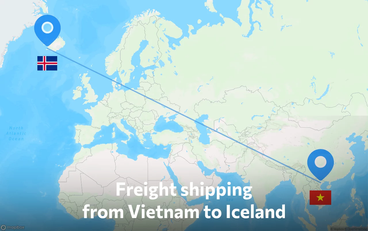 Shipping route from Vietnam to Iceland