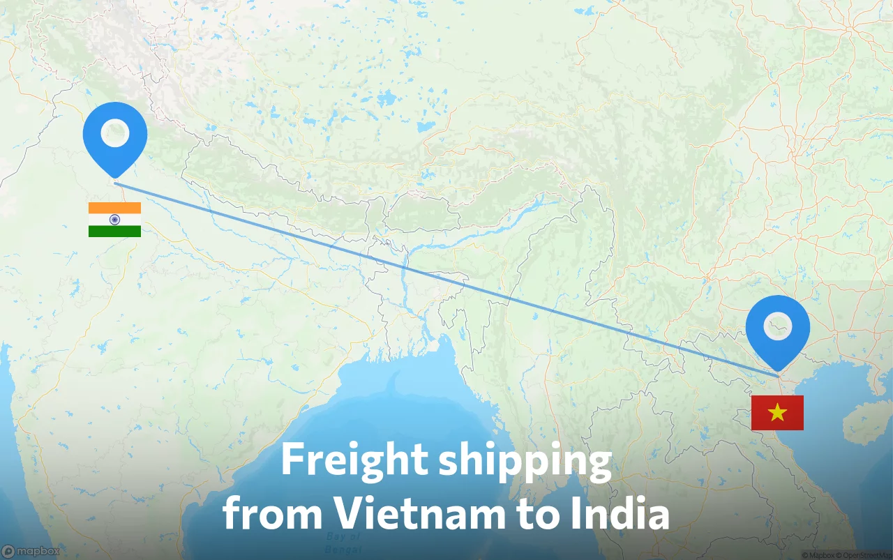Shipping route from Vietnam to India