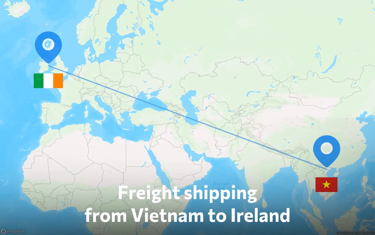 Shipping route from Vietnam to Ireland