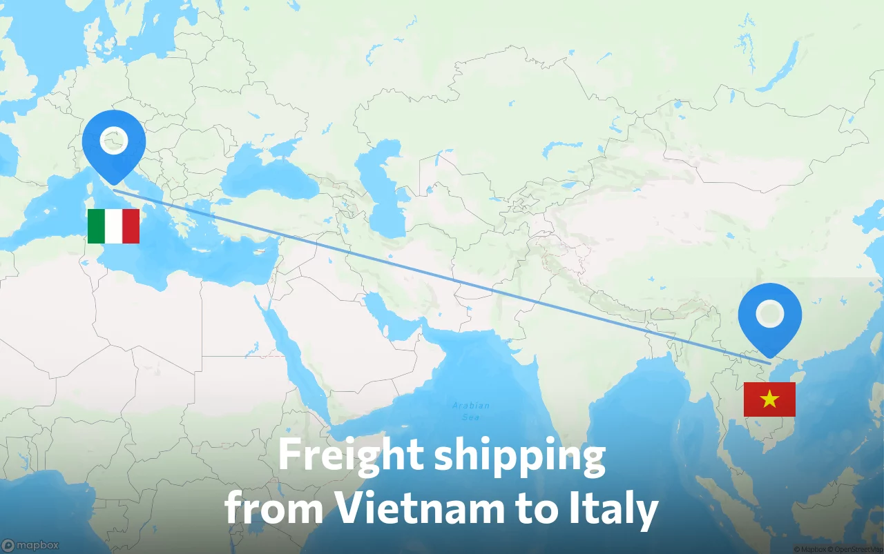 Shipping route from Vietnam to Italy