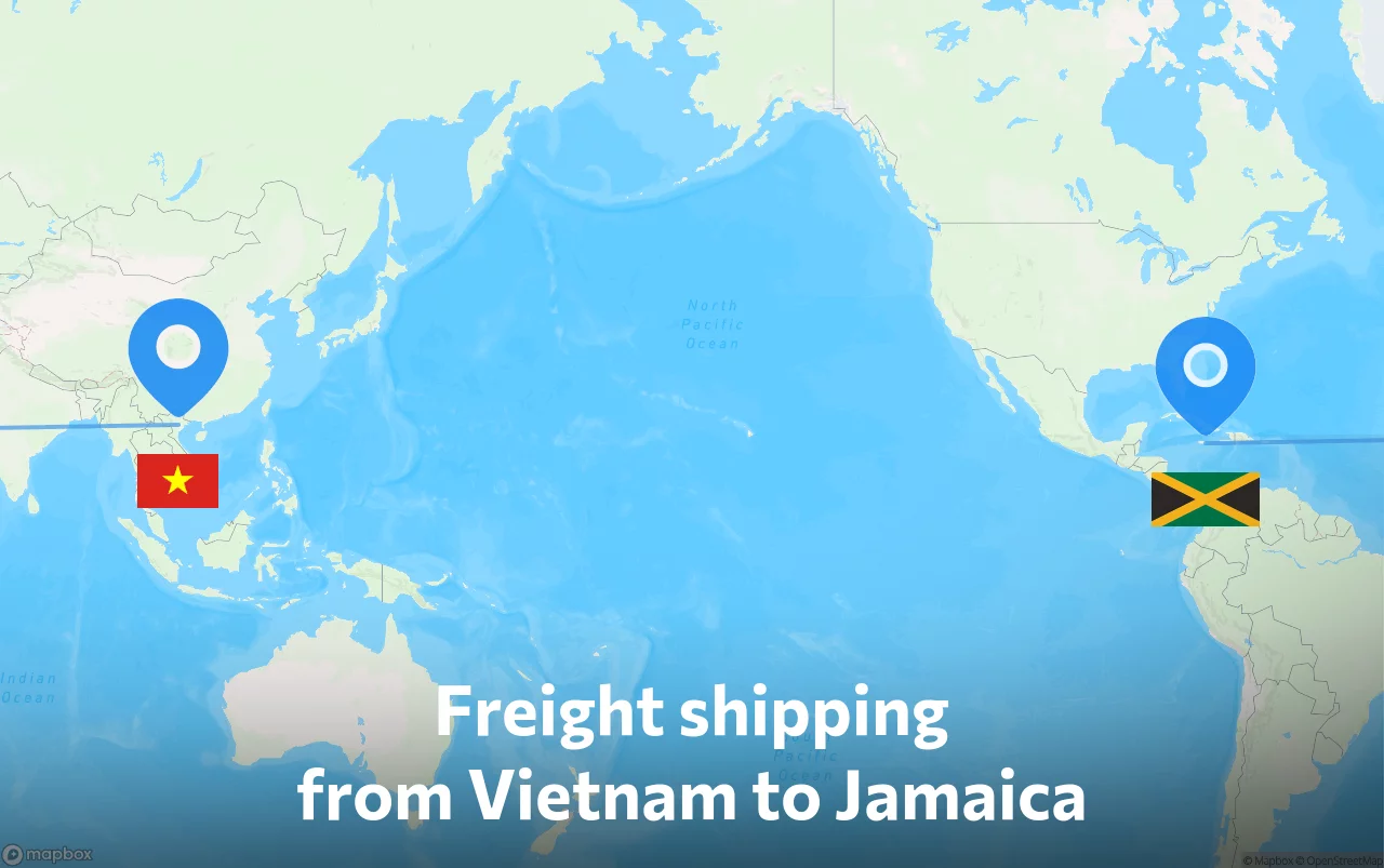 Shipping route from Vietnam to Jamaica
