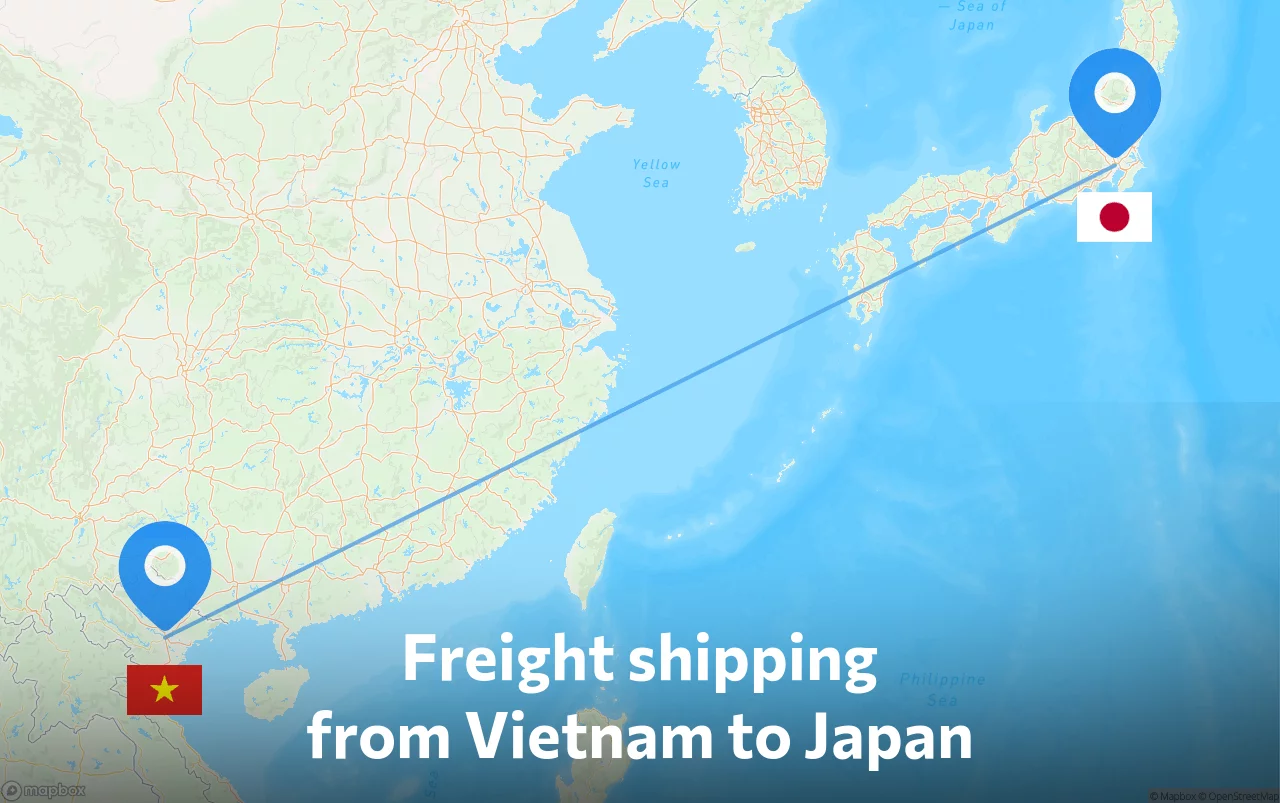 Shipping route from Vietnam to Japan