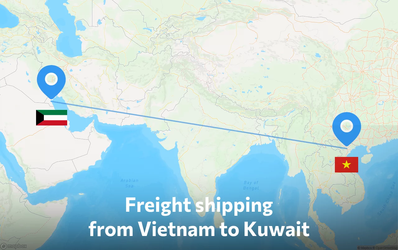 Shipping route from Vietnam to Kuwait