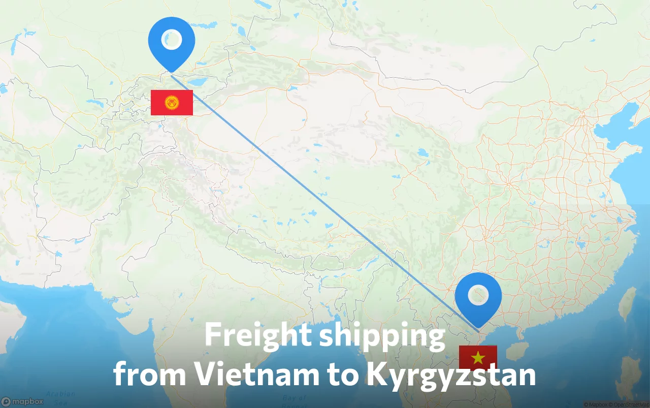 Shipping route from Vietnam to Kyrgyzstan