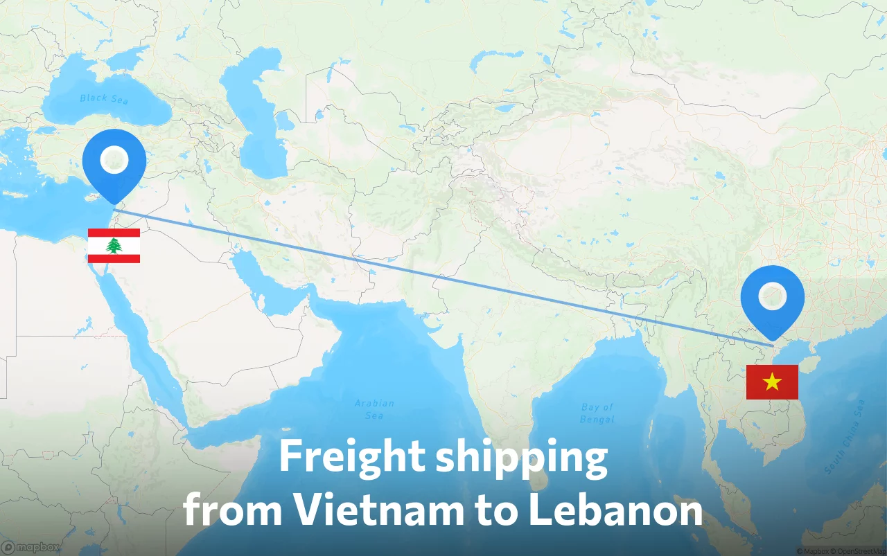 Shipping route from Vietnam to Lebanon