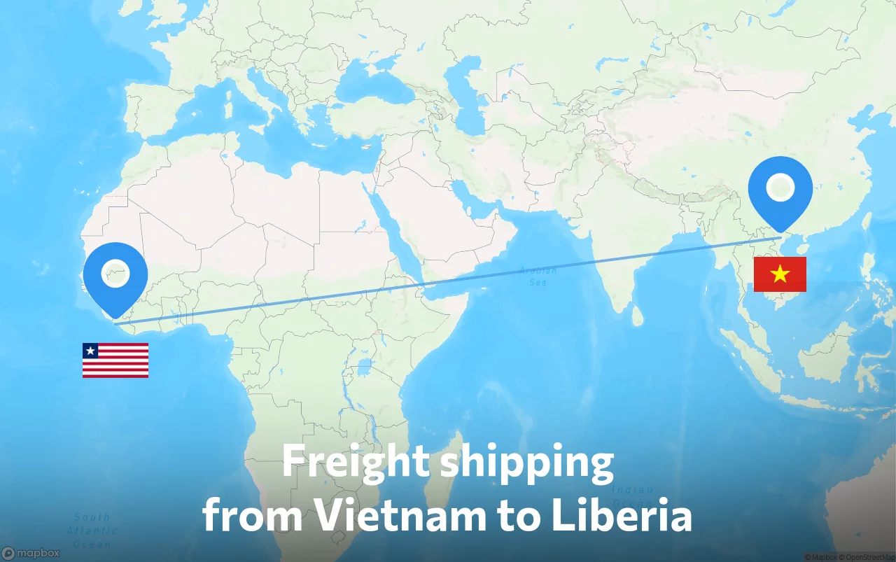 Shipping route from Vietnam to Liberia
