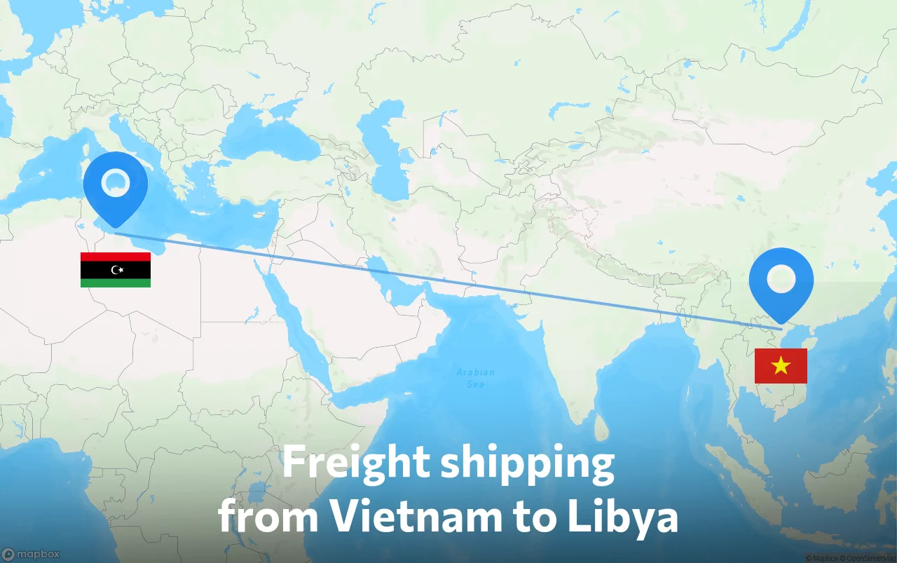 Shipping route from Vietnam to Libya