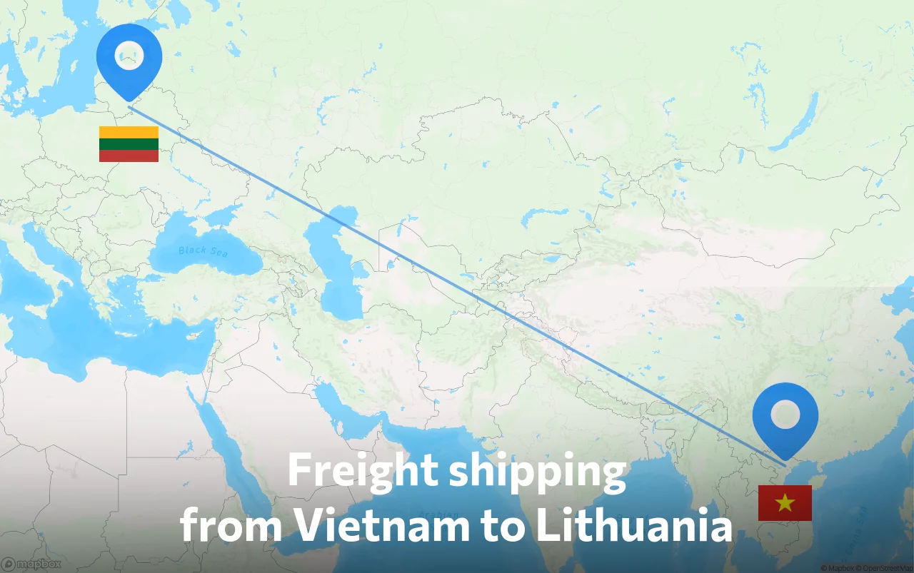 Shipping route from Vietnam to Lithuania