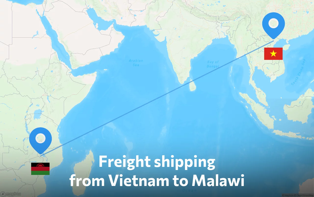 Shipping route from Vietnam to Malawi