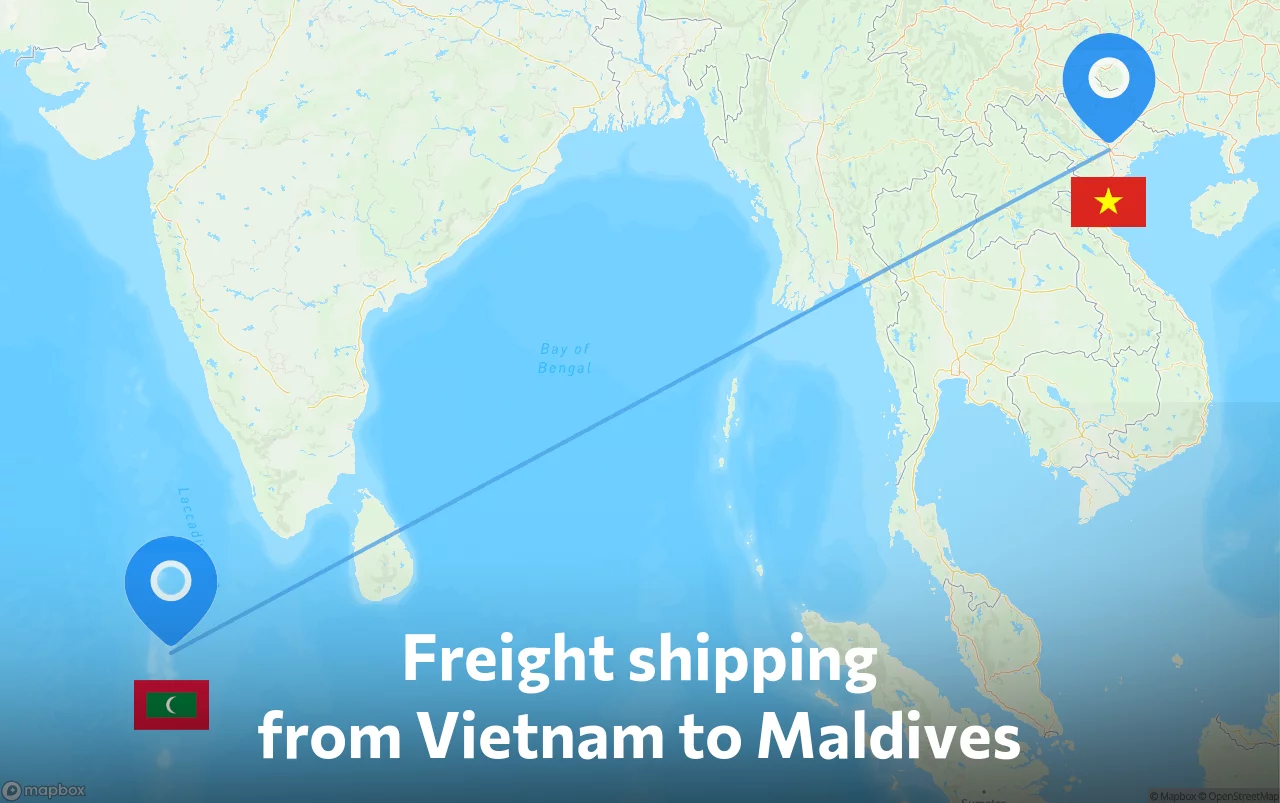 Shipping route from Vietnam to Maldives