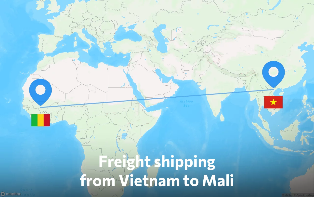 Shipping route from Vietnam to Mali