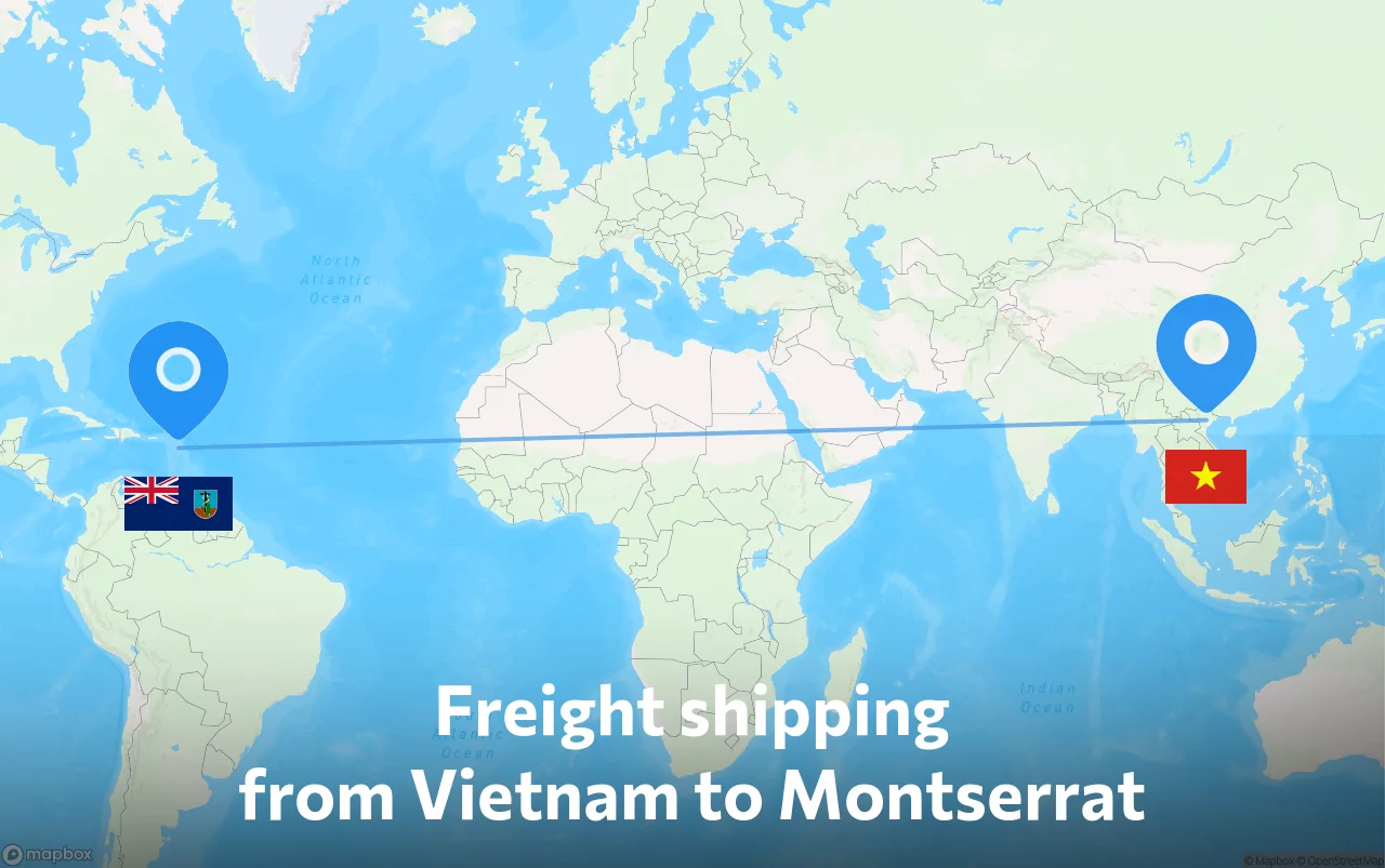 Shipping route from Vietnam to Montserrat
